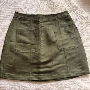 Olive Mini Skirt with Pockets